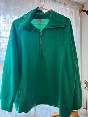Magaschoni Emerald Green Zip-Front Pullover